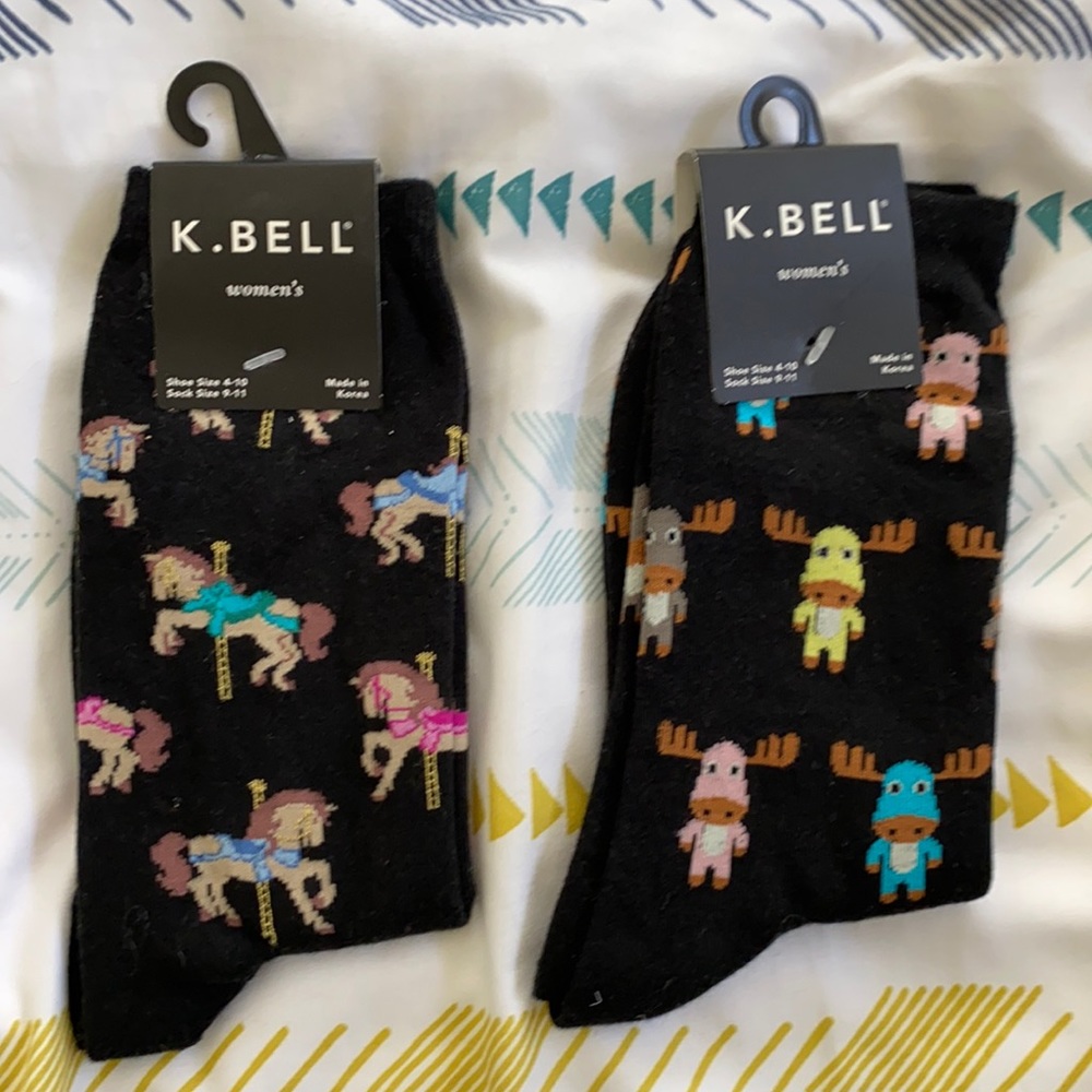 2 pairs K Bell socks. NWT